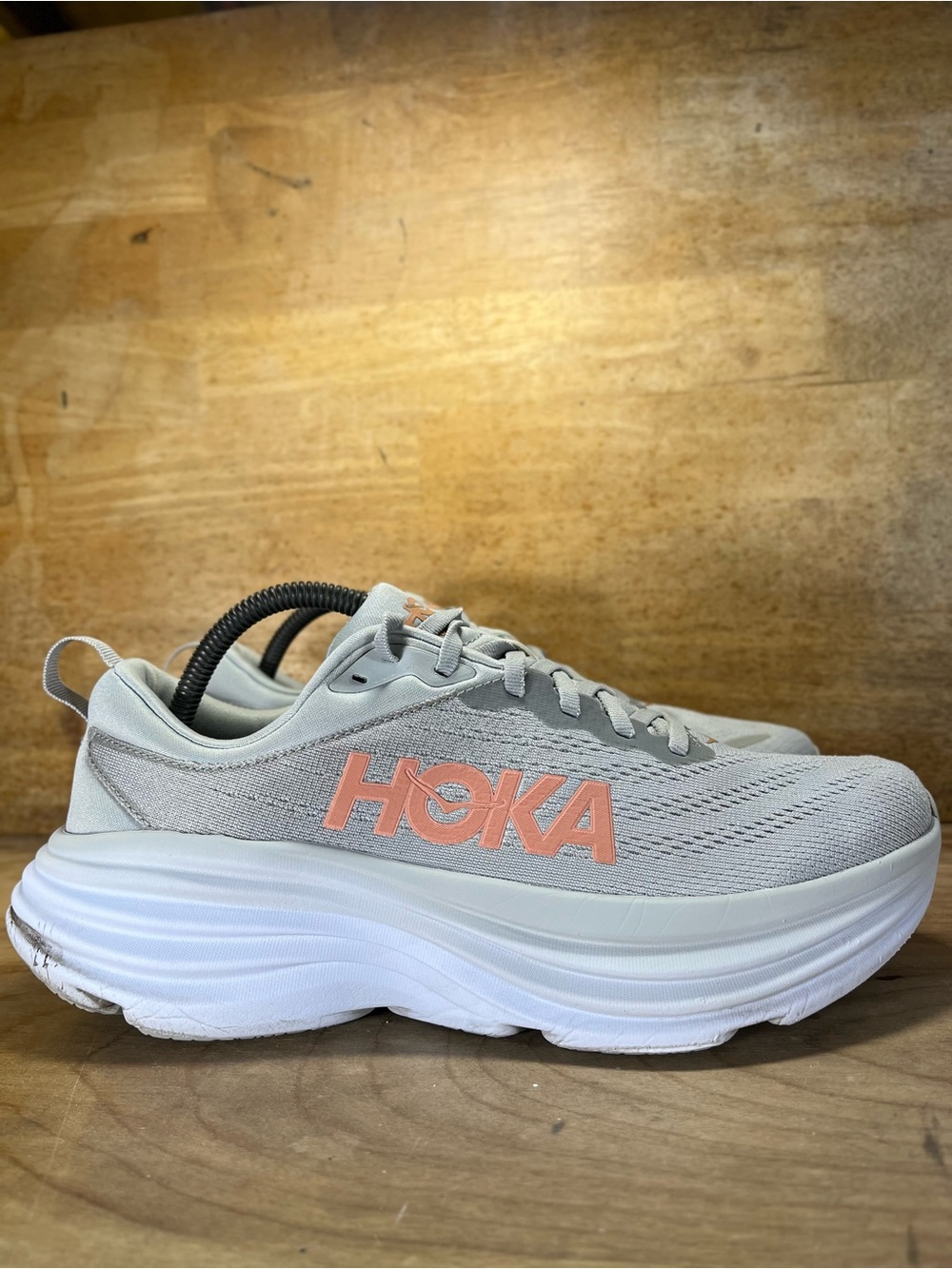 Hoka One One Bondi 8 REFLECTIVE Womens Size 10 Running Shoes Sneakers Gray